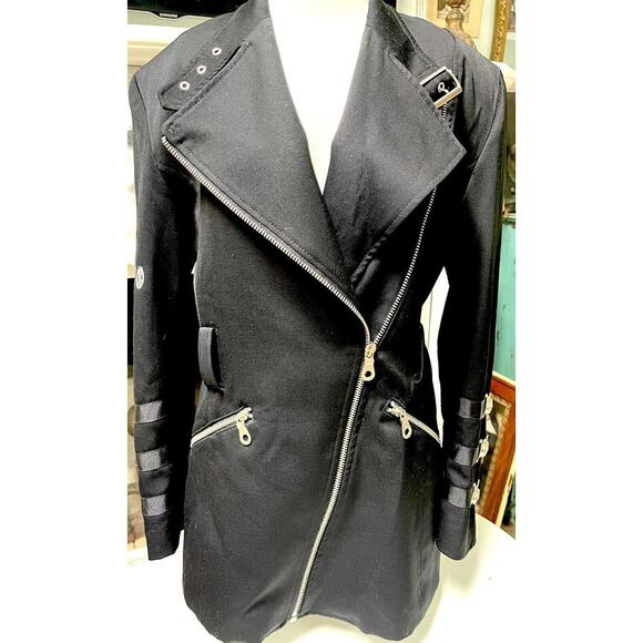 PARASUCO Vintage Black Silver Zipper jacket Blazer Wool 5 6 Canada - Picture 2 of 12